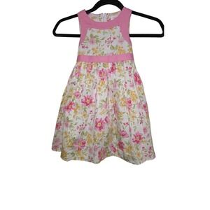 Lydia Jane Girl Pink & Floral‎ Sleeveless Dress With Bow Accent Size 3T